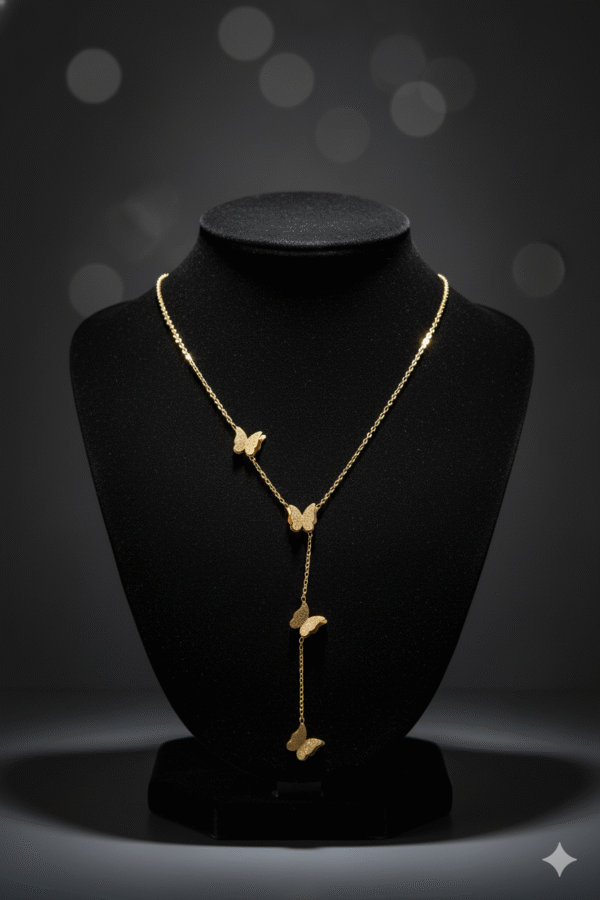Triple Flutter Butterfly Anti-Tarnish Necklace