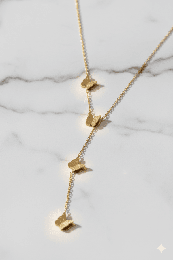 Triple Flutter Butterfly Drop Necklace