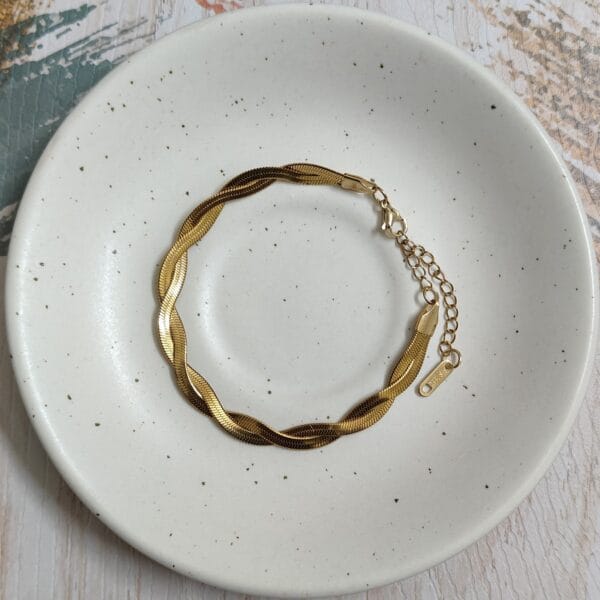 Anti-Tarnish Gold Plated Snake Bracelet Aurelia Braided Snake Chain Bracelet - 18K Gold Plated (Anti-Tarnish)