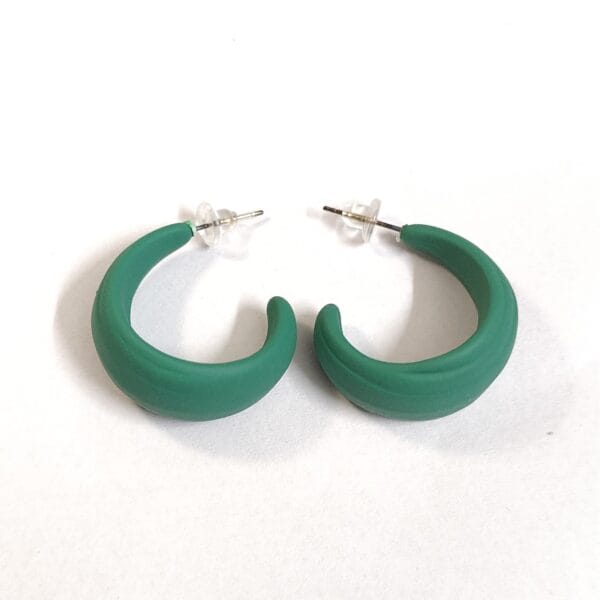 Emerald Green Aura Soft-Matte Chunky Hoop Earrings Vibrant soft matte finish chunky hoop earrings for women tipsy looks