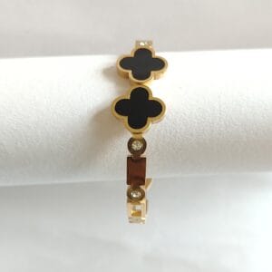 Midnight Clover Linked Bangle - 18K Gold Plated (Anti-Tarnish) - Tipsy Looks