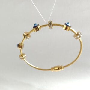 Nazar Evil Eye Twisted Cable Bangle Bracelet - 18K Gold Plated - Tipsy Looks