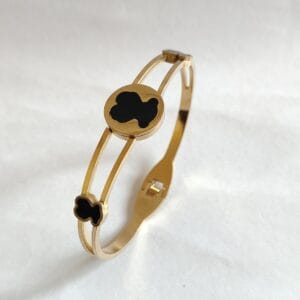 Noir Silhouette Double-Bar Bangle - 18K Gold Plated (Anti-Tarnish)