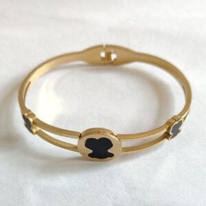Noir Silhouette Double-Bar Bangle - 18K Gold Plated (Anti-Tarnish)