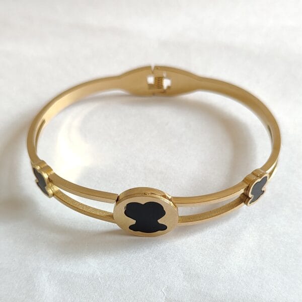 Noir Silhouette Double-Bar Bangle - 18K Gold Plated (Anti-Tarnish)