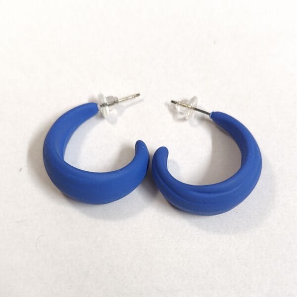 Royal Blue Aura Soft-Matte Chunky Hoop Earrings Vibrant soft matte finish chunky hoop earrings for women tipsy looks