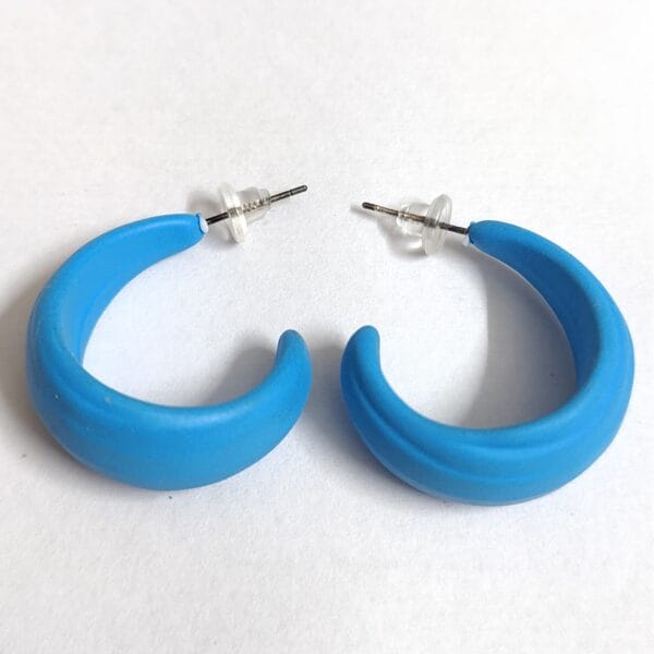 Sky Blue Aura Soft-Matte Chunky Hoop Earrings Vibrant soft matte finish chunky hoop earrings for women tipsy looks