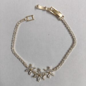 18K gold plated crystal tennis bracelet with three cubic zirconia flowers for women tipsy looks